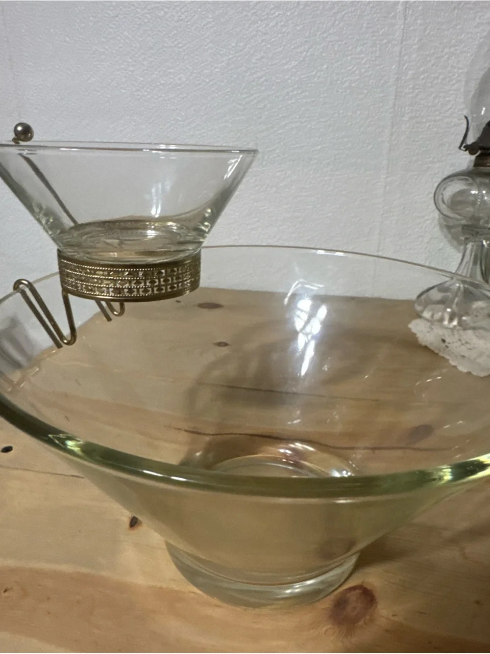 MCM Mid Century Modern Anchor Hocking Chip & Dip Glass Bowl Set